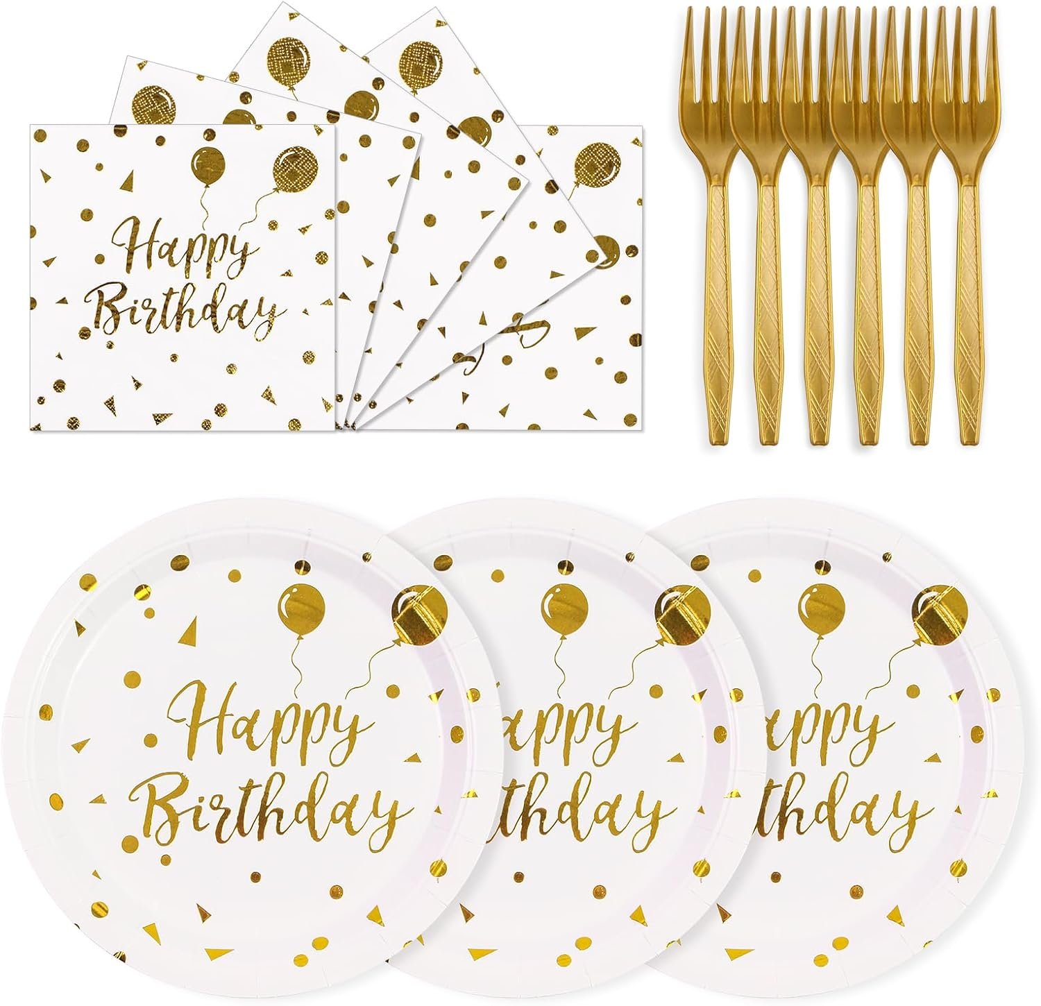 Celebrate in Style: 75PCS White Gold Dot Birthday Party Tableware Set Review
