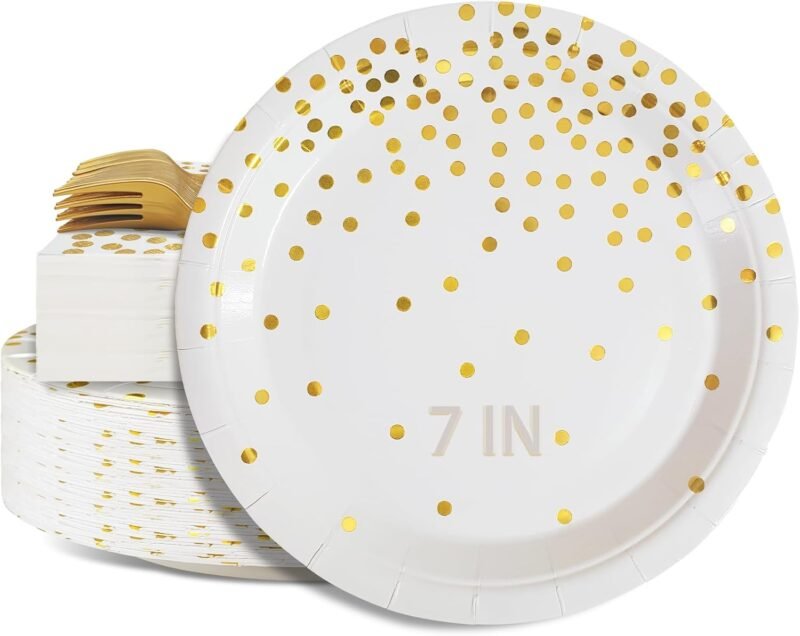 Celebrate in Style: Review of the White and Gold Party Plates and Napkins Set for All Occasions!