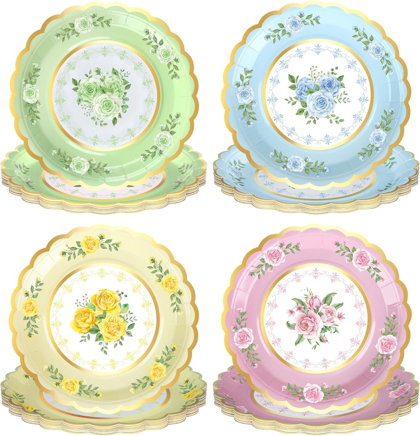 Charming 48 PCS Floral Paper Plates: Perfect for Your Next Tea Party or Celebration!