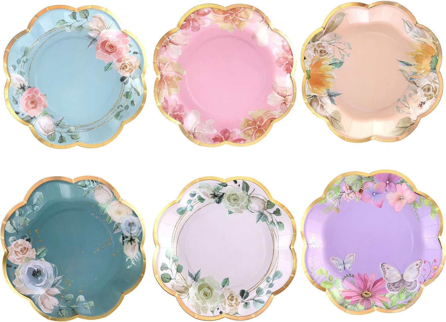 Charming Floral Elegance: Review of Winoo Design's 48 Pack Disposable Party Plates