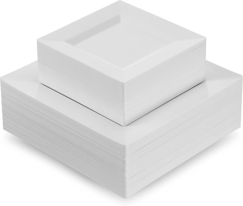 Elegant and Durable: The Ultimate 60-Piece White Plastic Plates Set for Every Occasion