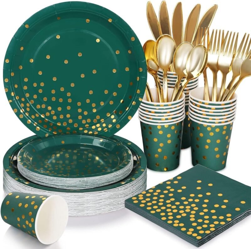 Elevate Your Celebration: 175Pcs Green & Gold Party Supplies Review