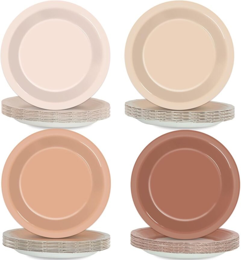 Elevate Your Celebration: 48Pcs Brown Theme Disposable Plates for a Stylish Boho Party!