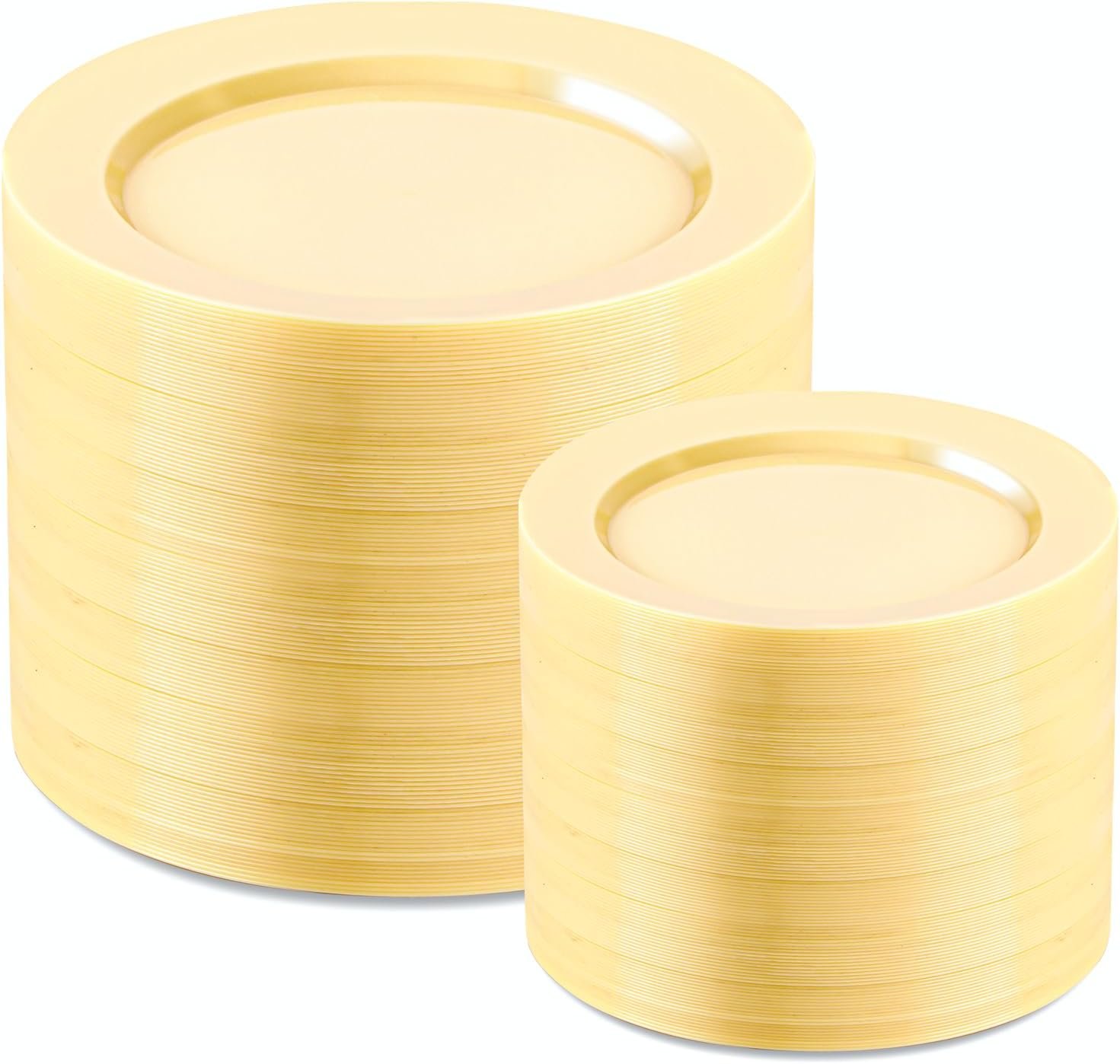 Elevate Your Celebration: Discover FLOWERCAT's 200PCS Heavy Duty Disposable Yellow Plates!