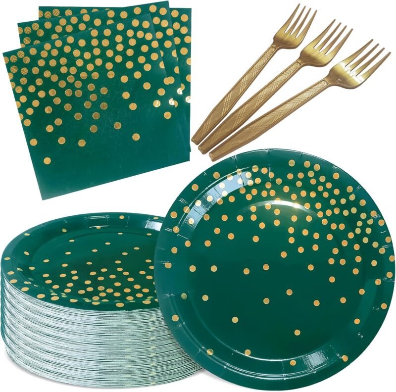 Elevate Your Celebration: Green Paper Plates & Napkins for 35 Guests!