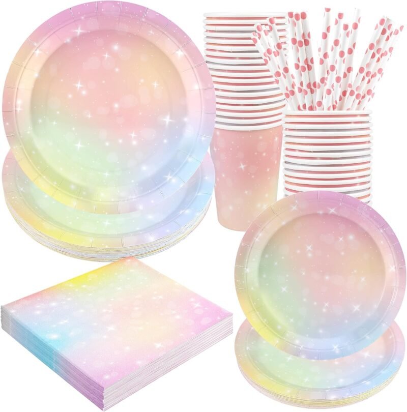 Elevate Your Celebration: Must-Have Pastel Rainbow Birthday Party Supplies for 24 Guests!