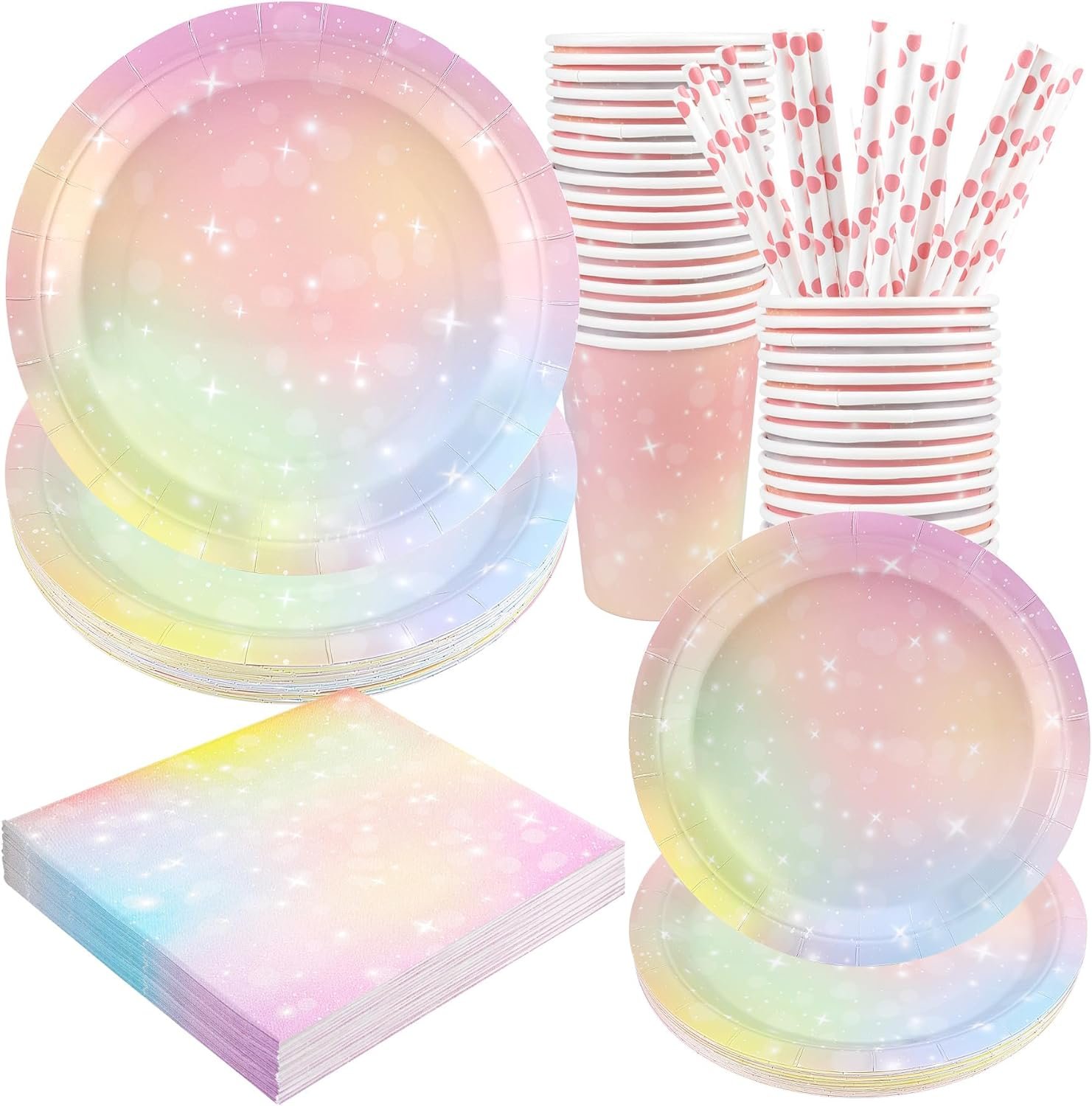 Elevate Your Celebration: Must-Have Pastel Rainbow Birthday Party Supplies for 24 Guests!