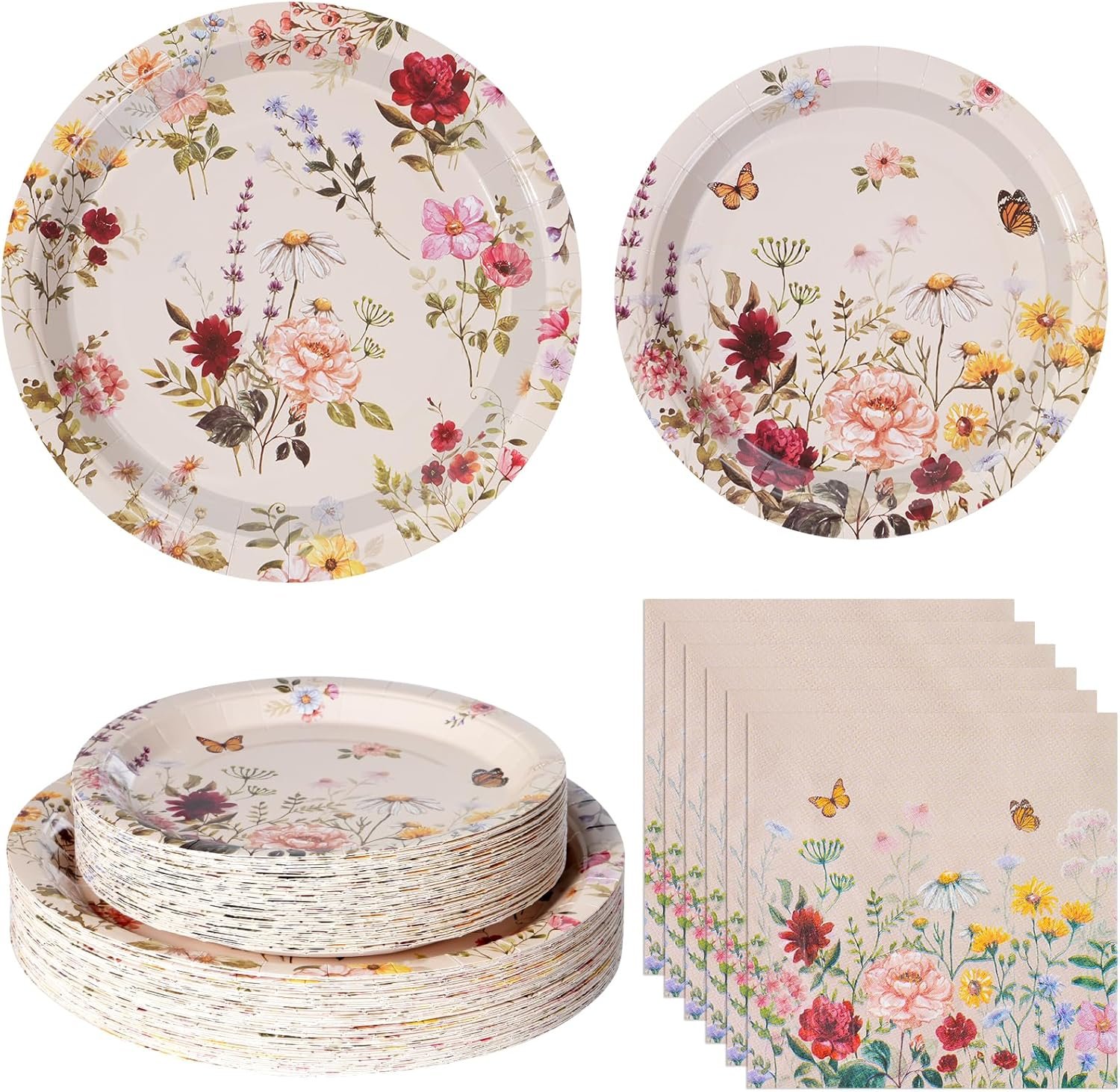 Elevate Your Celebration: Review of the 200pcs Floral Paper Plates and Napkins Set!