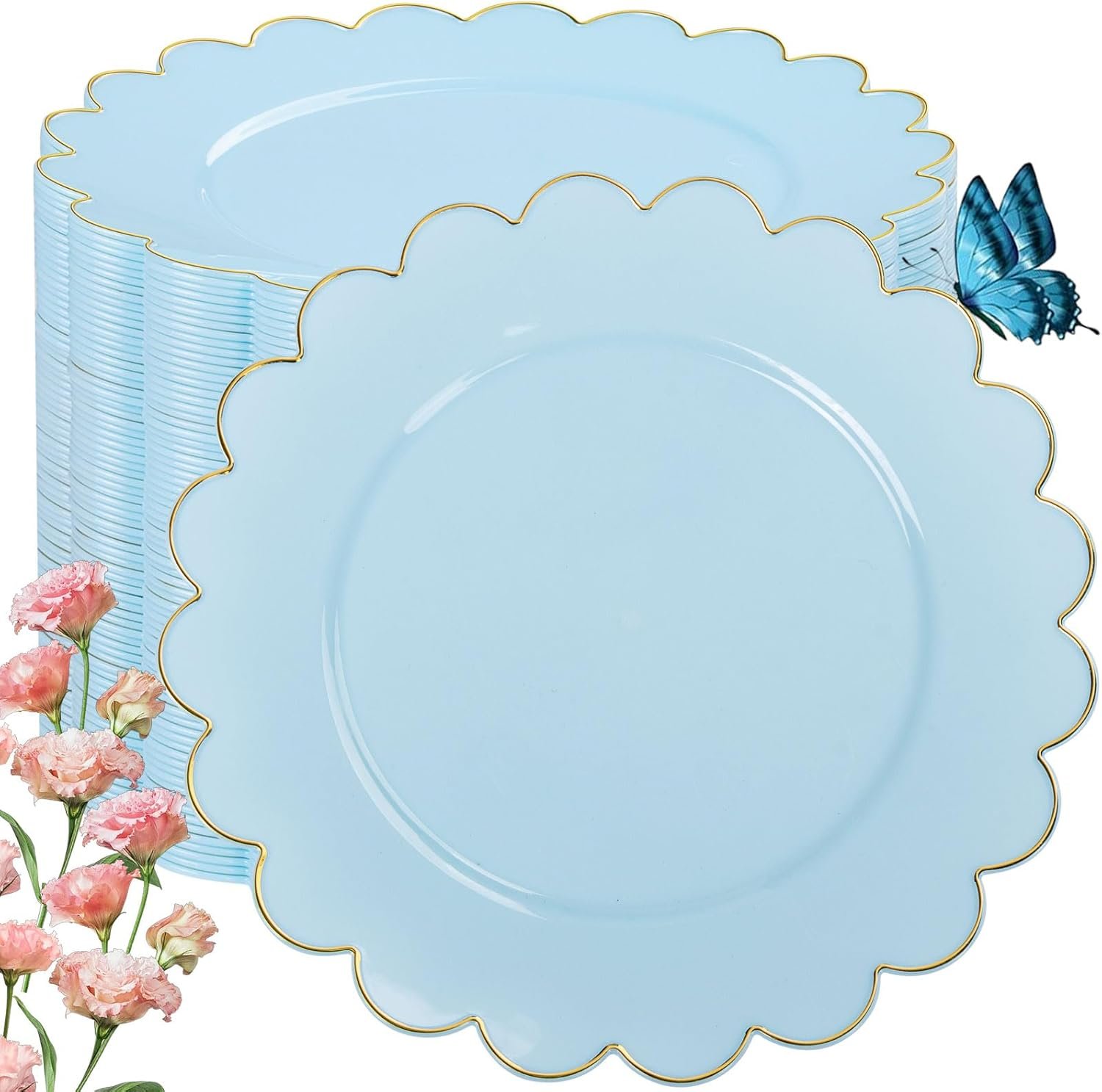 Elevate Your Celebration with LIYH's Elegant Blue Disposable Plates!