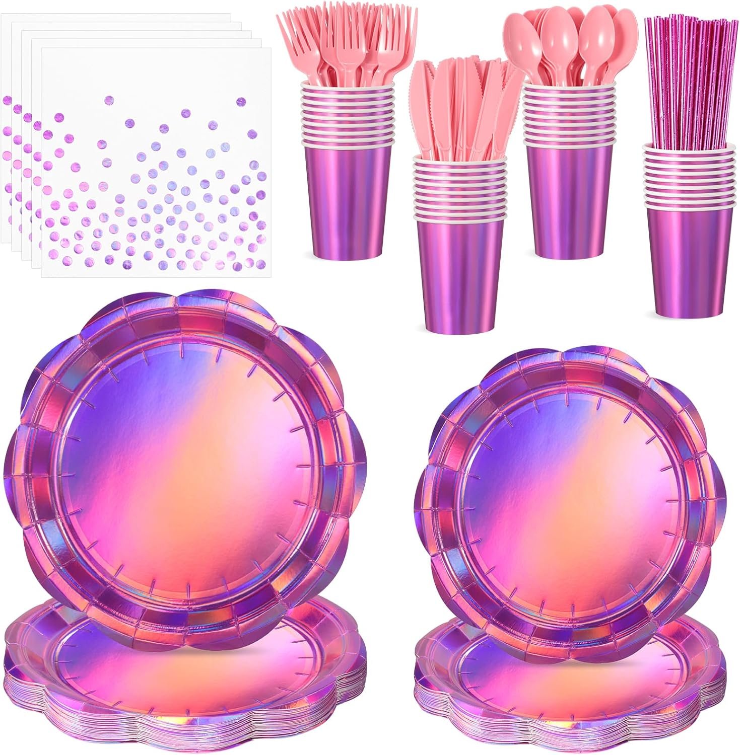 Elevate Your Celebrations: 200 Pcs Iridescent Pink Party Supplies Review!