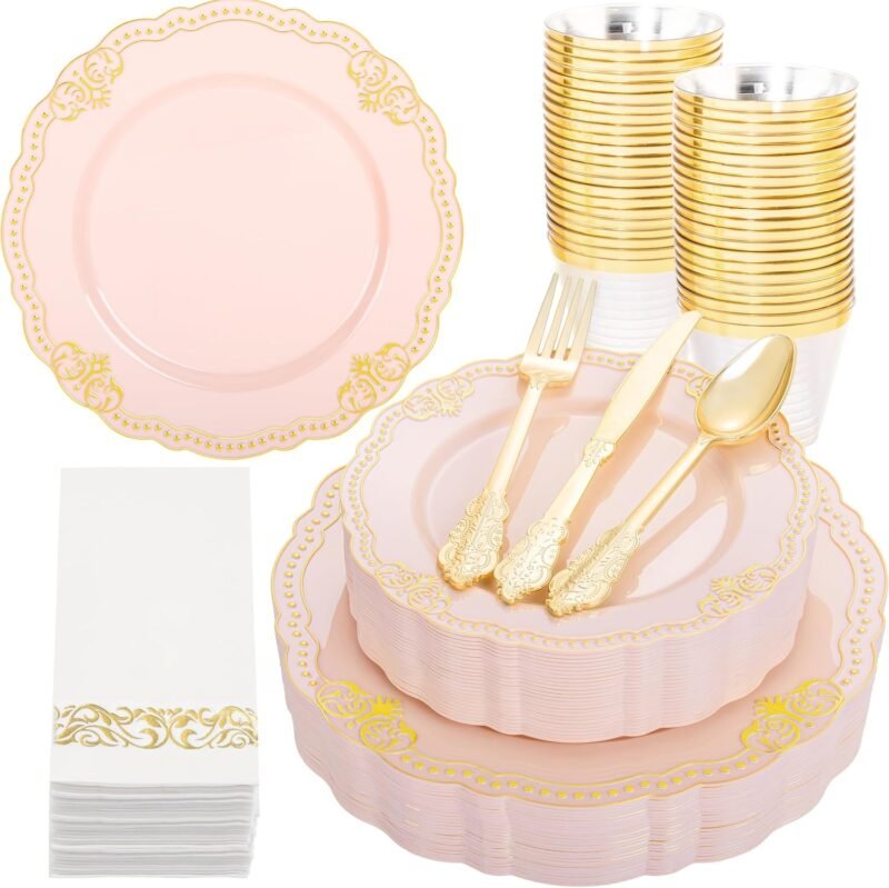 Elevate Your Celebrations: Ciaell's 175 PCS Pink and Gold Dinnerware Set Review
