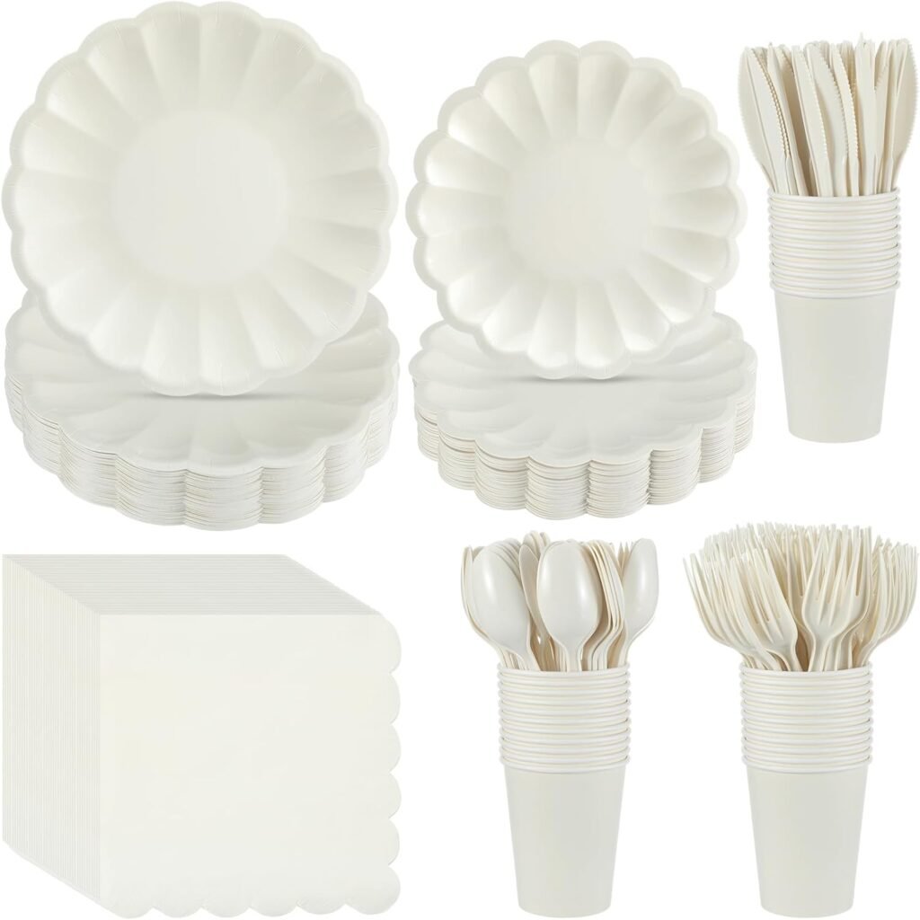 Elevate Your Celebrations: Comprehensive Review of 350 Pcs Scalloped Disposable Tableware Set