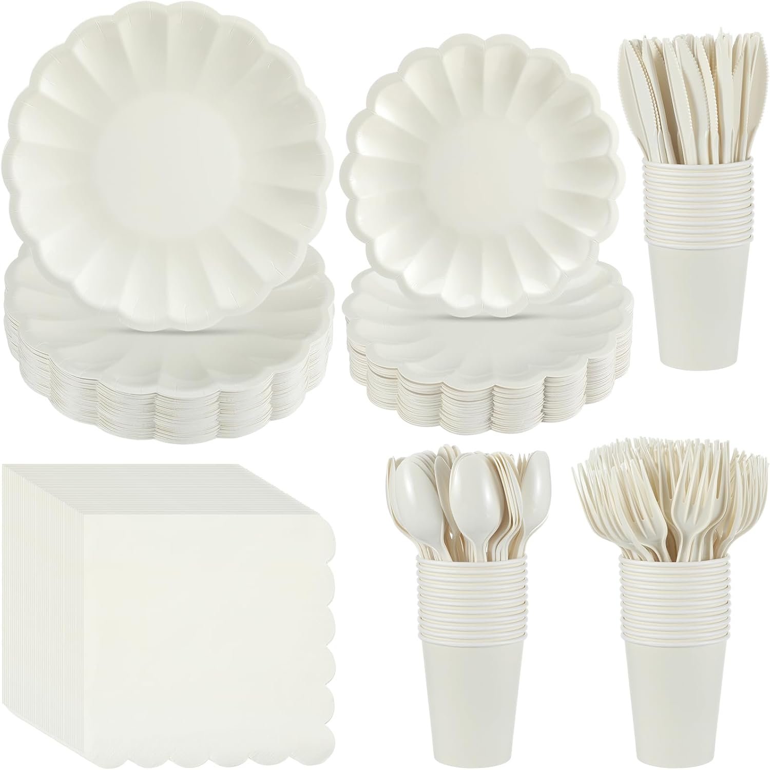 Elevate Your Celebrations: Comprehensive Review of 350 Pcs Scalloped Disposable Tableware Set