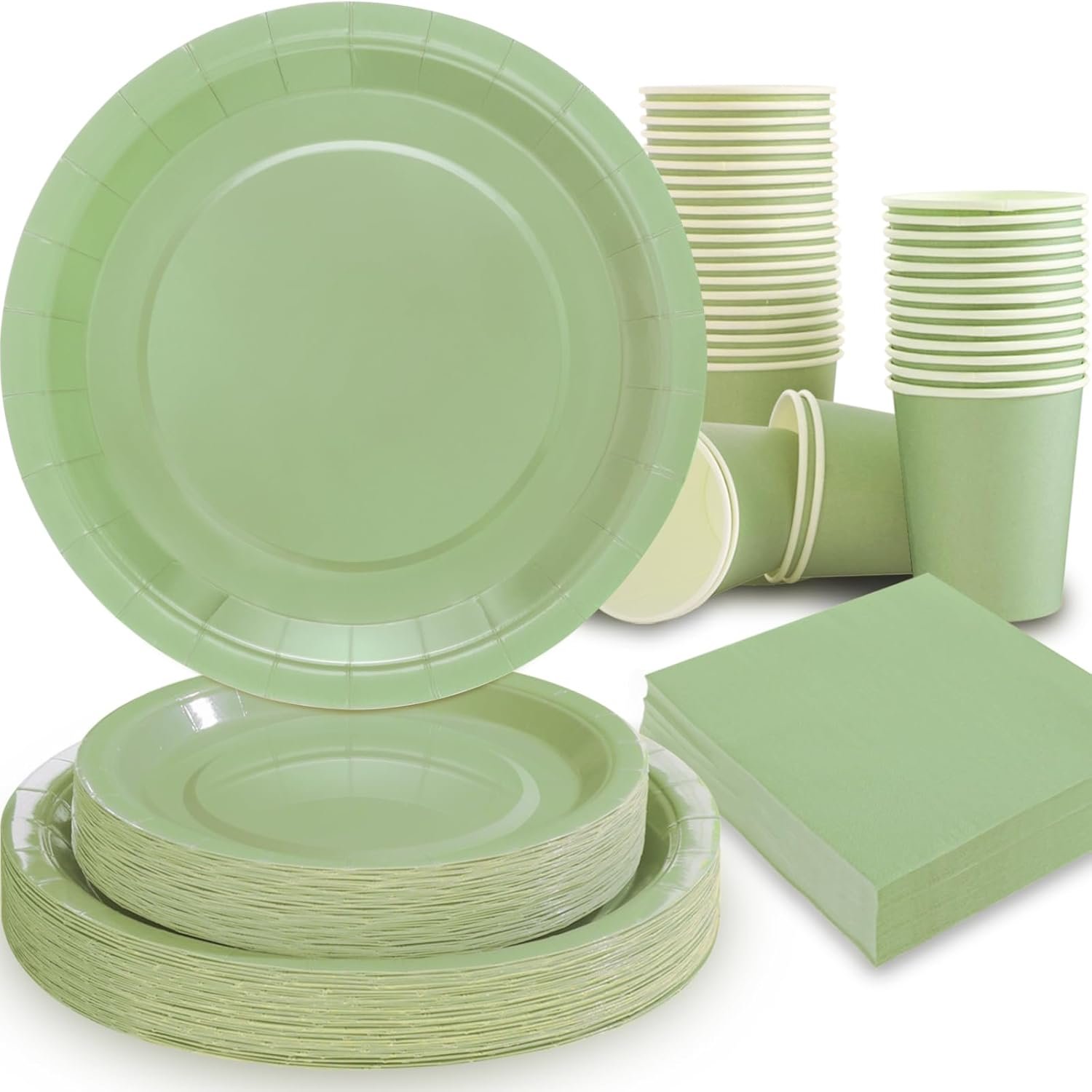 Elevate Your Event: Sage Green Paper Plates & Napkins for Stylish Celebrations