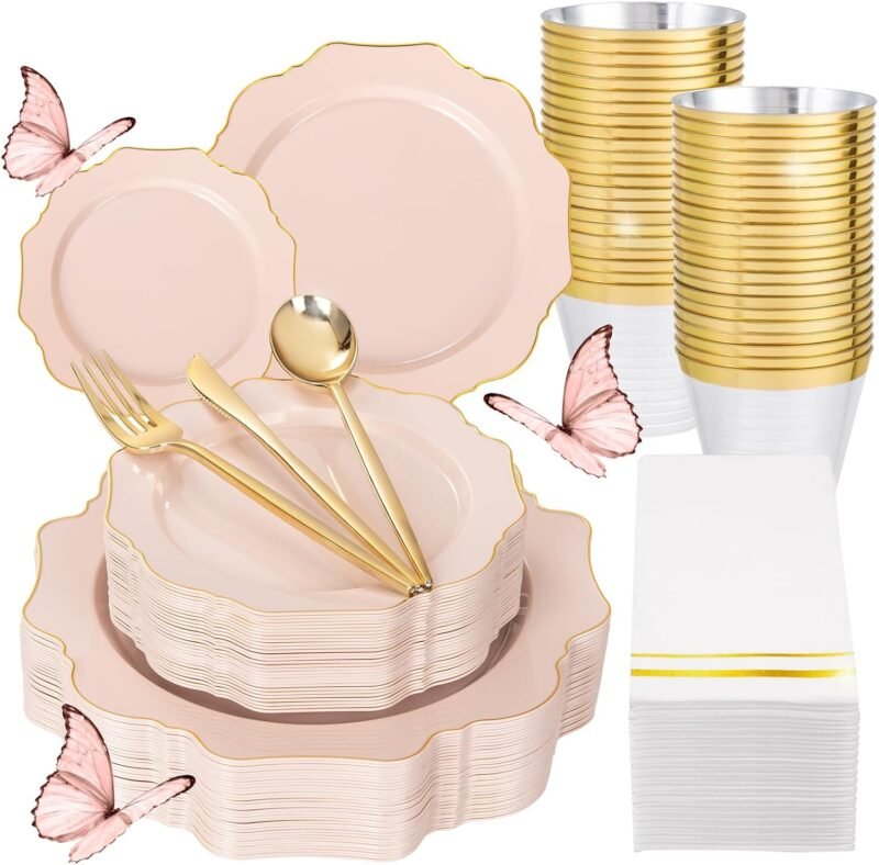 Elevate Your Event: WDF 175Pcs Pink Plates for Stylish Celebrations!