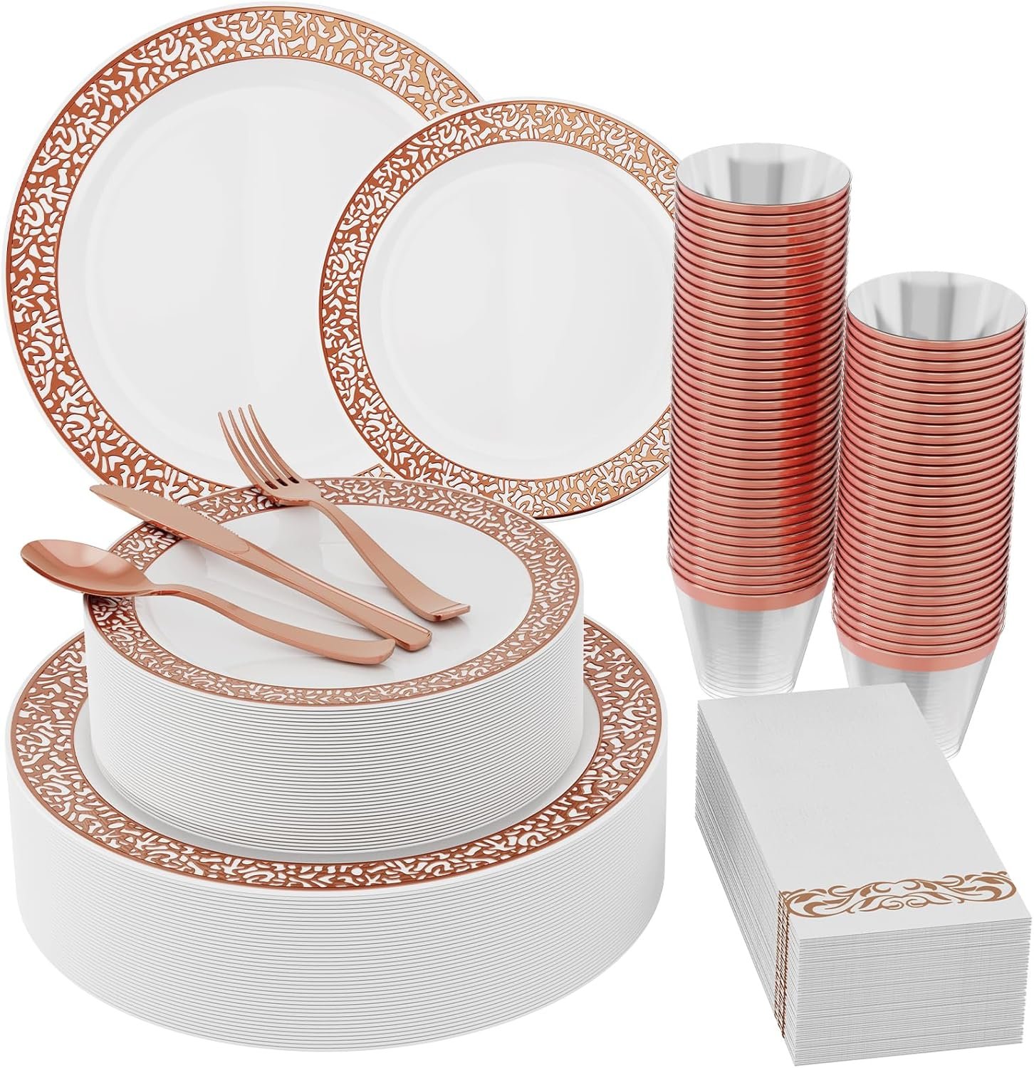 Elevate Your Events: 210 Count Rose Gold Disposable Dinnerware Set Review