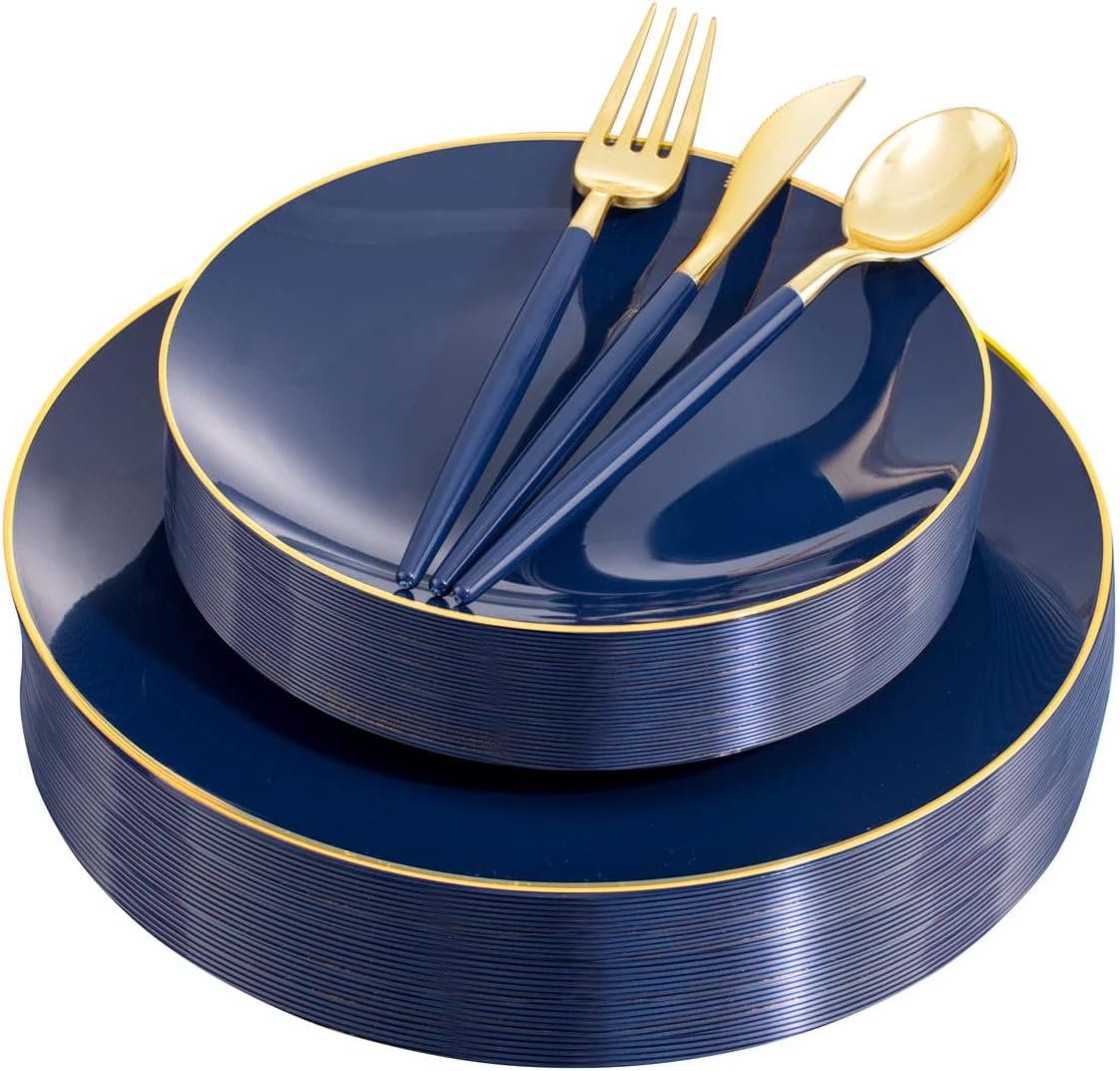 Elevate Your Events: Liacere's 150PCS Blue Plastic Plates & Gold Silverware Set Review