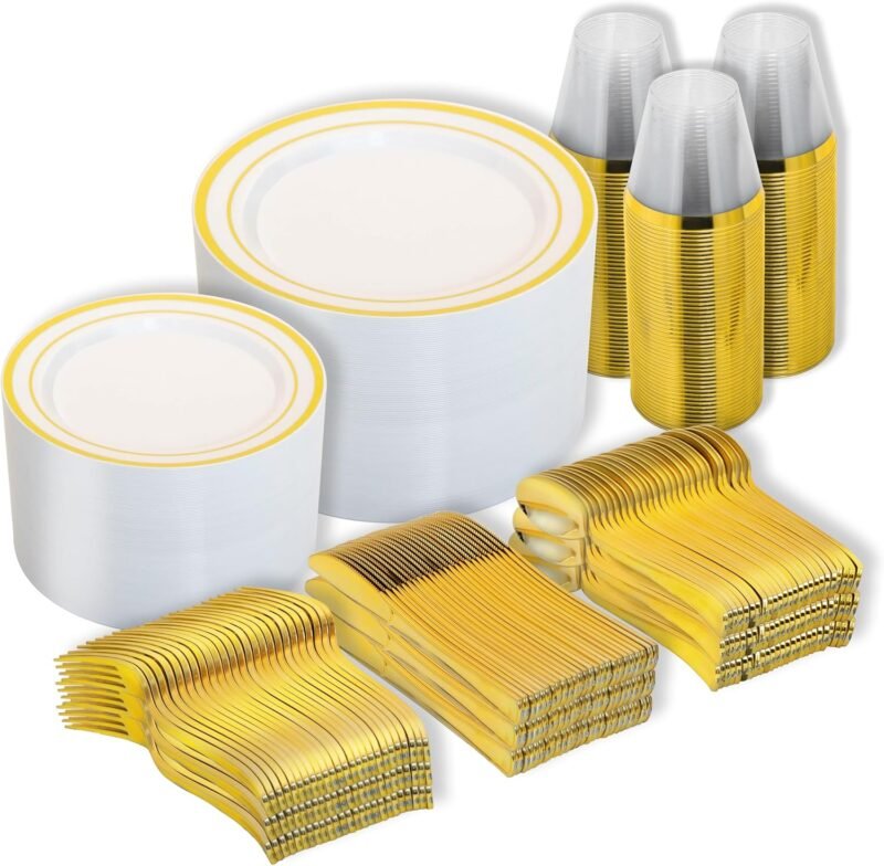 Elevate Your Events: Review of N9R 600PCS Gold Disposable Plates & Dinnerware Set