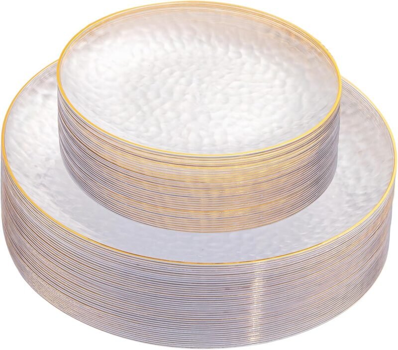 Elevate Your Events with Rubtlamp's Elegant Gold-Rimmed Disposable Plates!
