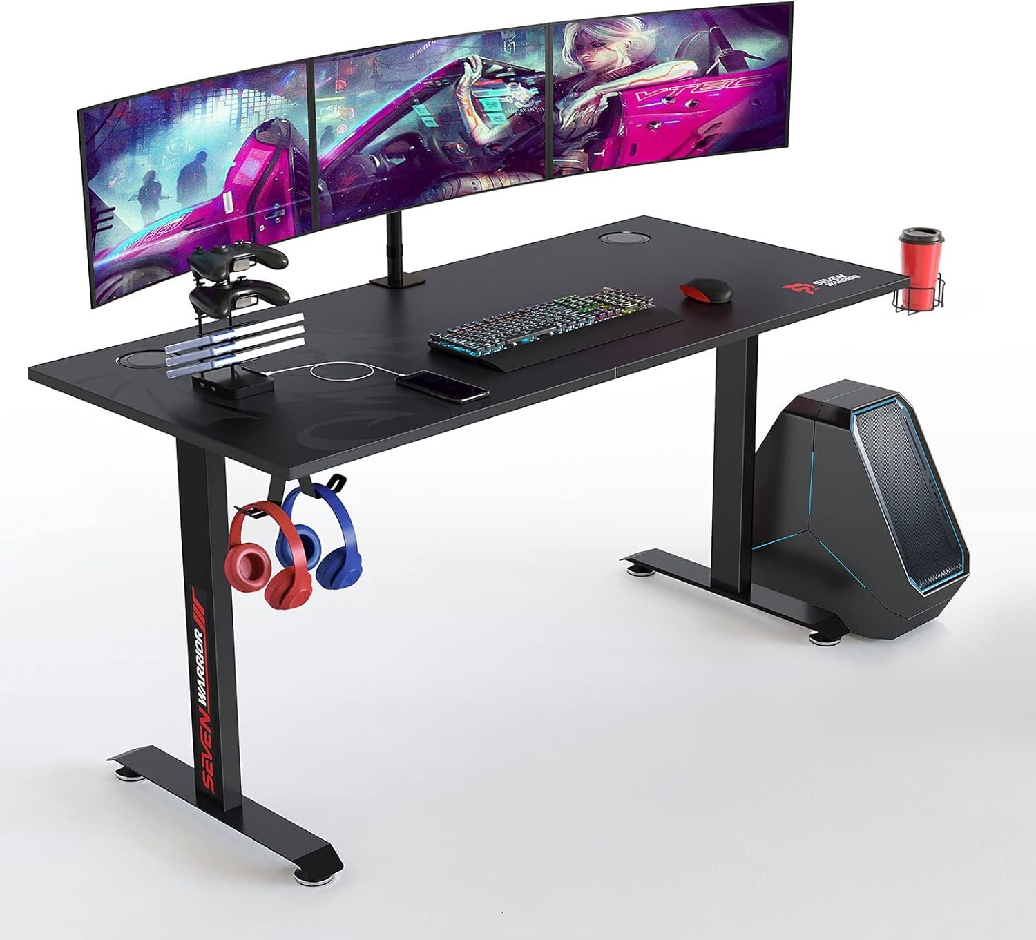 Elevate Your Game with the SEVEN WARRIOR 60" T-Shaped Gaming Desk: A Complete Review!