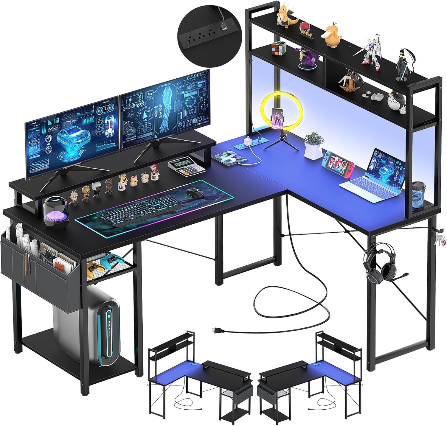 Elevate Your Gaming Setup: Aheaplus L Shaped Desk Review with LED Lights & Power Outlets