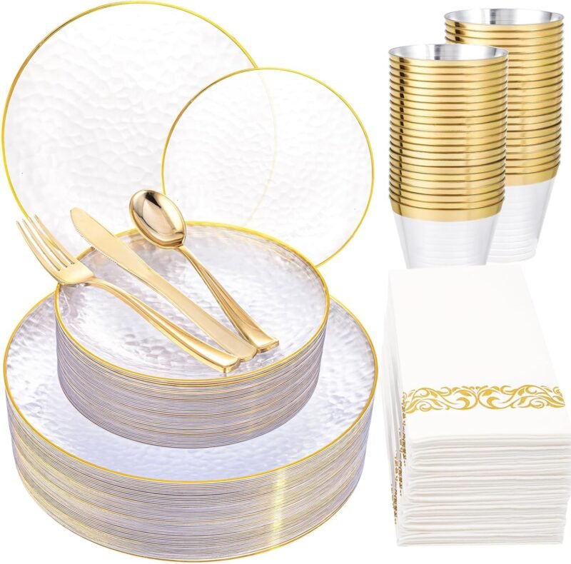 Elevate Your Gatherings with the Rubtlamp 175 Pcs Plastic Dinnerware Set!