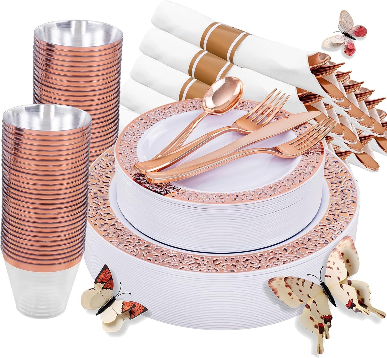 Elevate Your Parties with WELLIFE's Elegant Rose Gold Dinnerware Set!