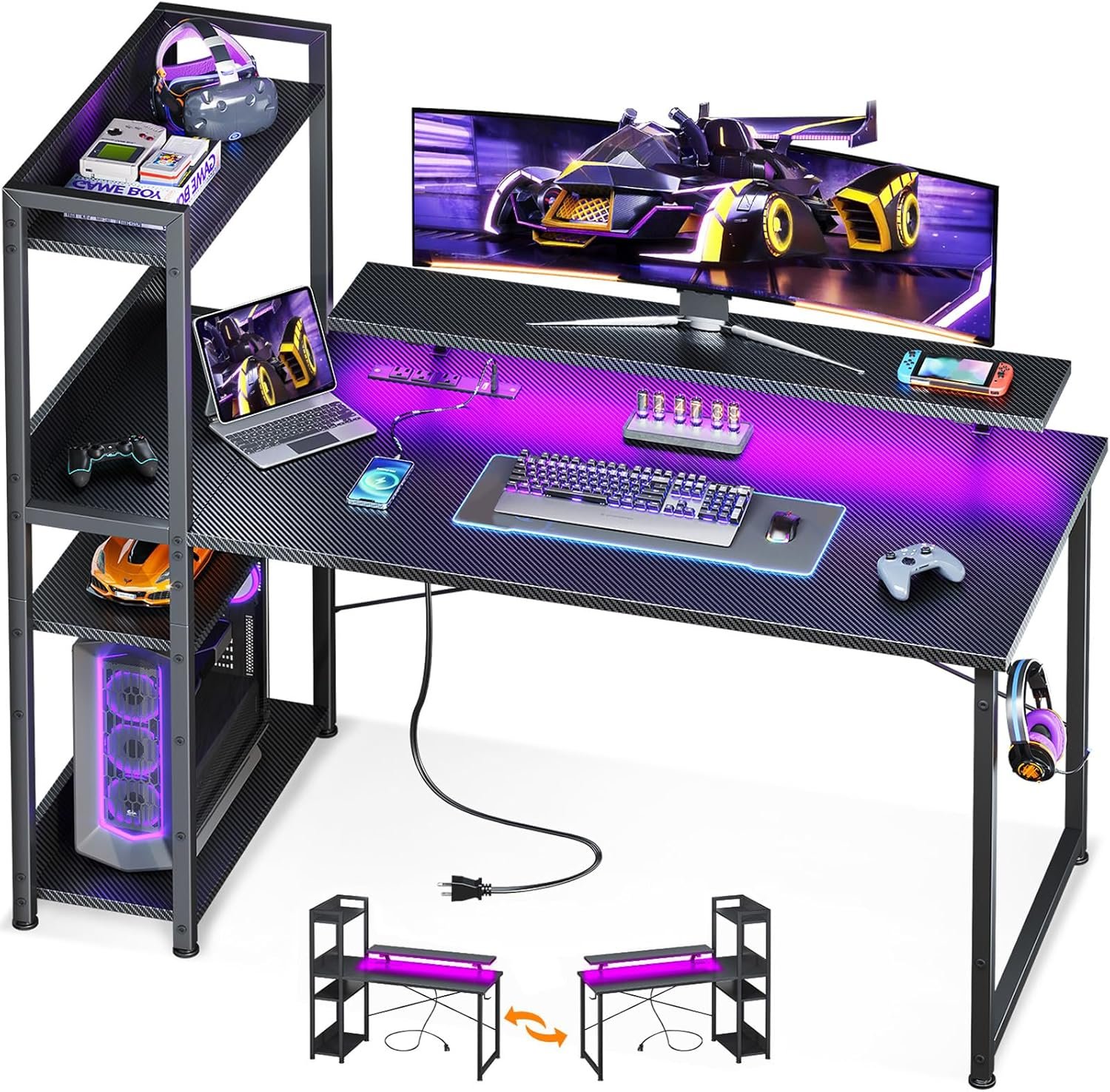 Elevate Your Workspace: ODK Reversible Gaming Desk Review with Power Outlets & LED Lights
