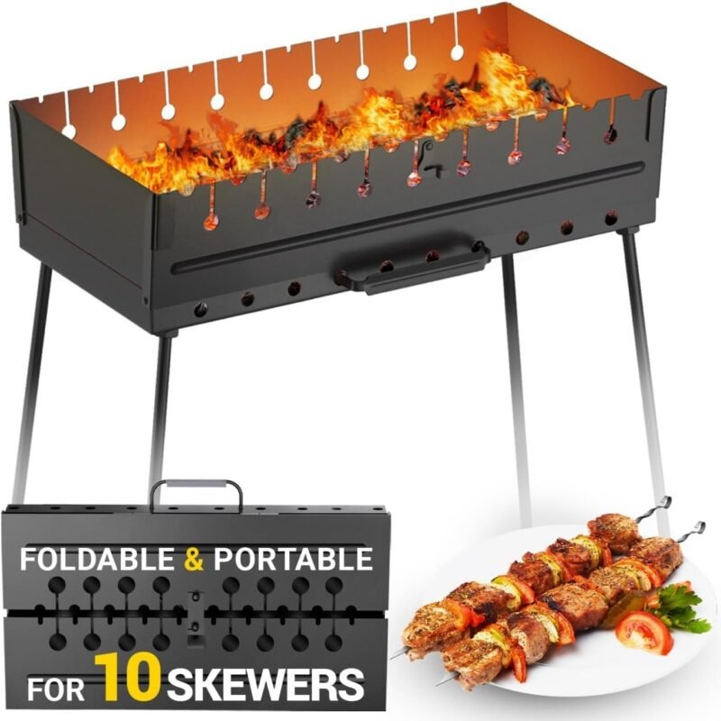 Grill On-the-Go: The Ultimate Portable Charcoal Skewer BBQ for Outdoor Adventures!