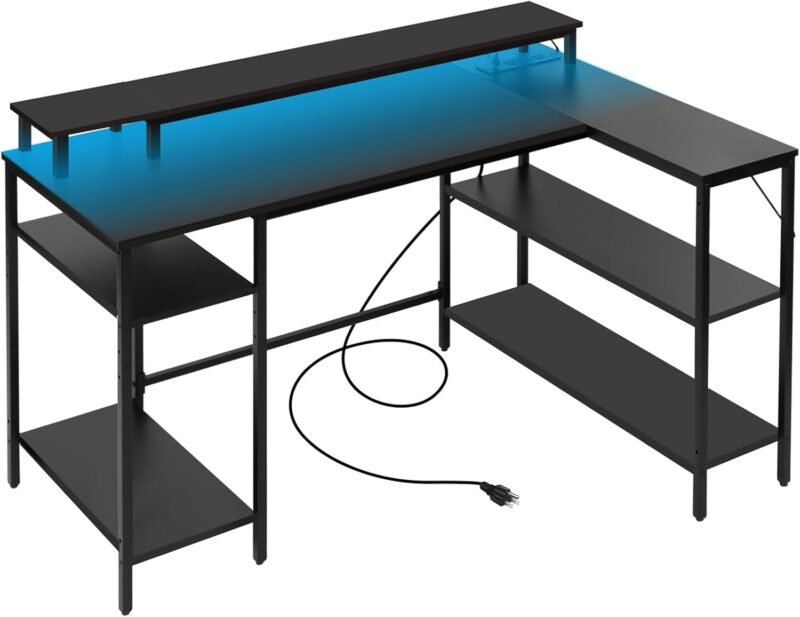 Illuminate Your Workspace: Review of the Panana L Shaped Computer Desk with LED Lights
