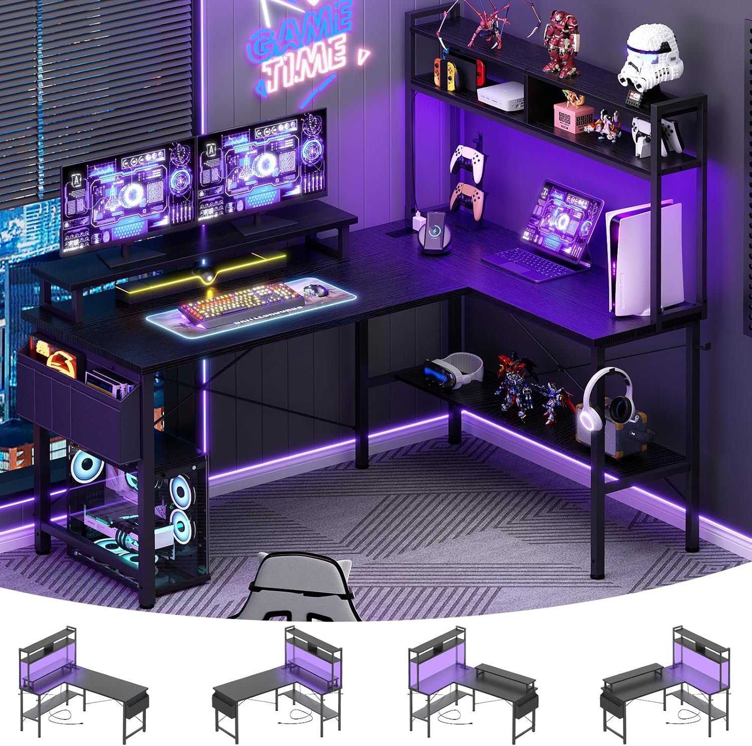 Revamp Your Gaming Setup: Aheaplus L Shaped Desk with Power Outlets & LED Lights Review