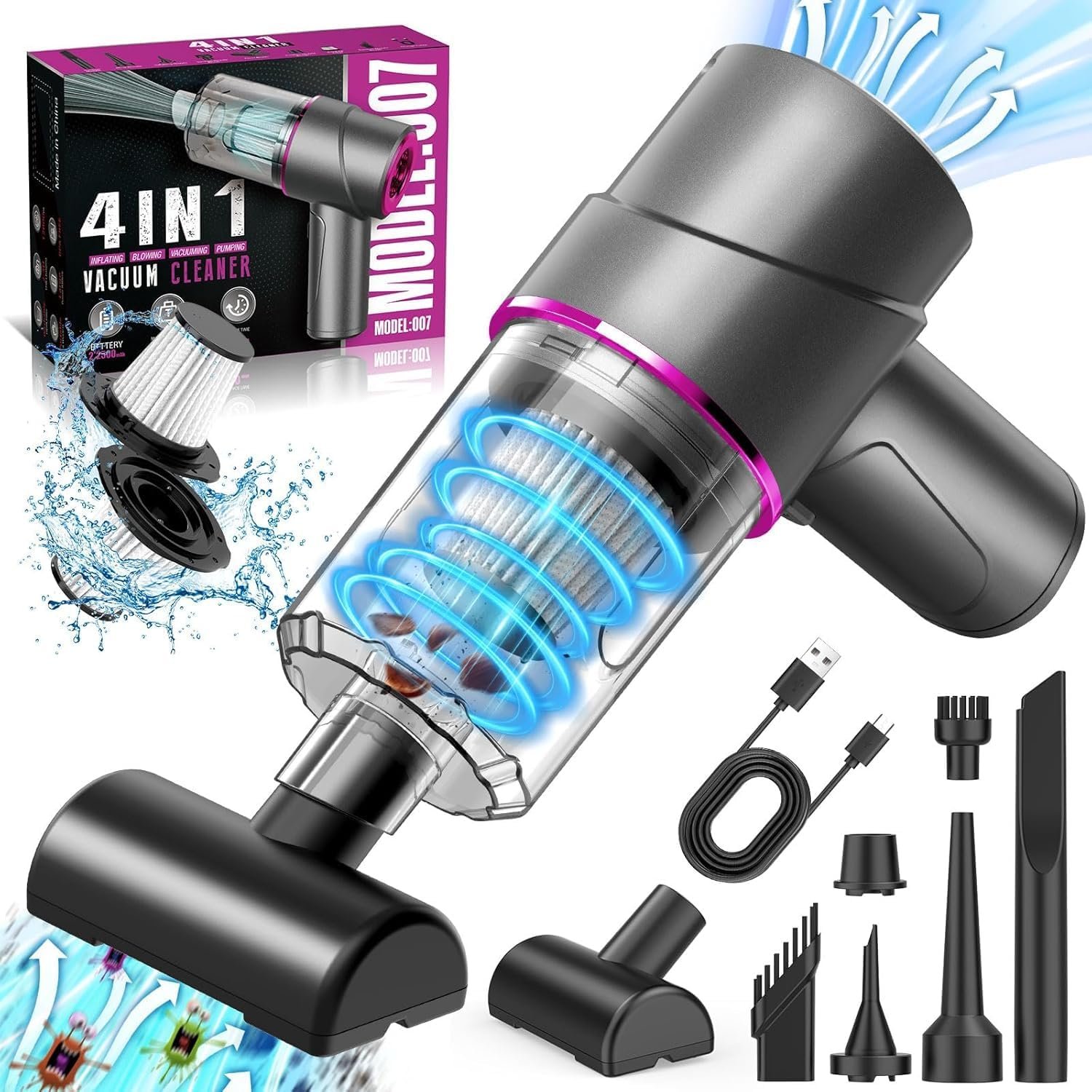Revolutionize Your Cleaning with the 4-in-1 Cordless Handheld Vacuum: Power Meets Portability!