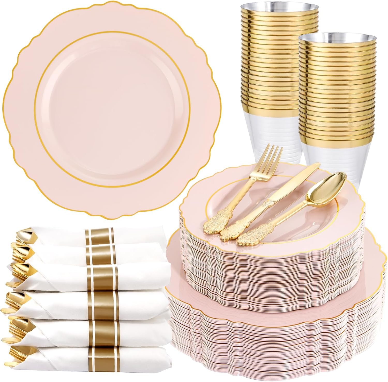 Stylish Celebrations: Review of Liacere's 350PCS Pink and Gold Disposable Plates for Weddings & Special Events