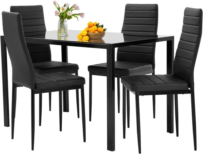 Transform Your Space: The FDW Black Glass Dining Table Set Review