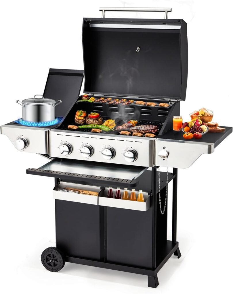 Ultimate Outdoor Cooking: Review of the 4-Burner Propane Gas Grill with Side Burner