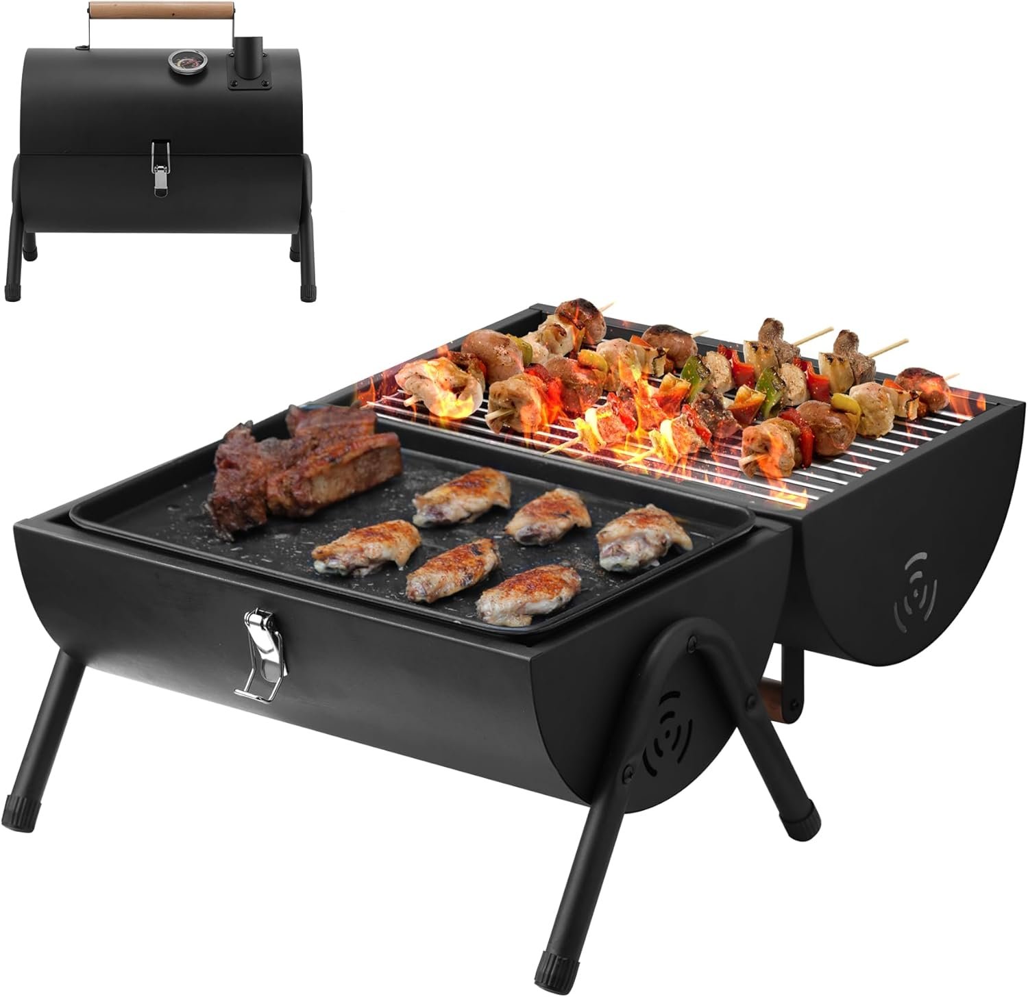 Unleash Flavor Anywhere: The Ultimate Adjustable Portable Charcoal Grill for Outdoor Adventures!