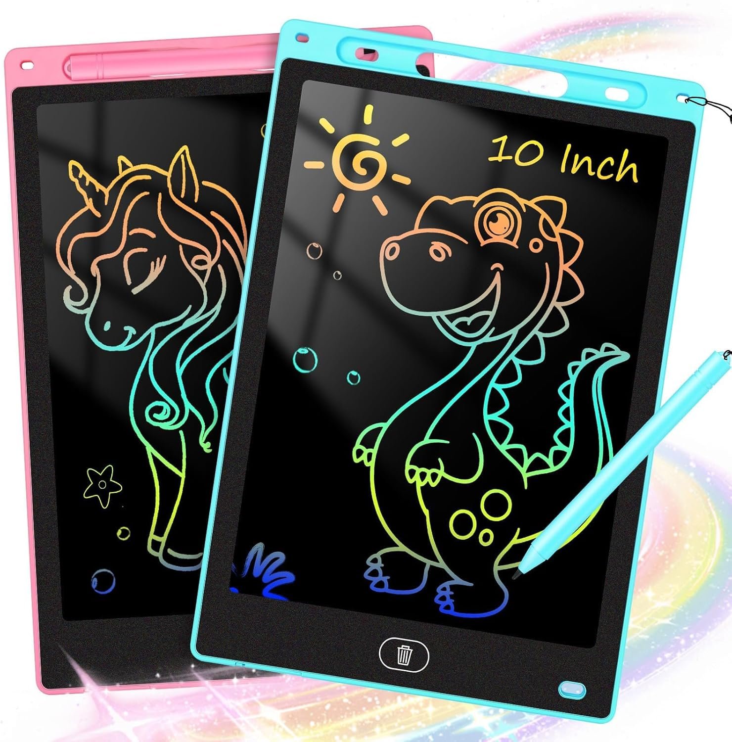 Unlock Creativity: 2 Pack 10 Inch LCD Writing Tablets for Kids – Perfect Travel Toys!