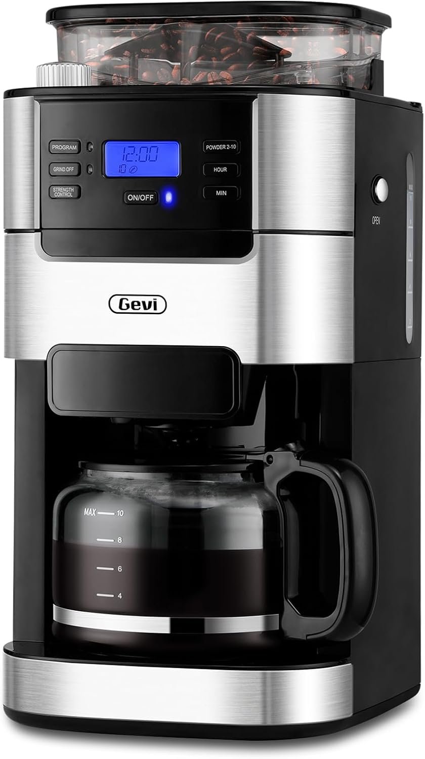 Brew Perfection: Review of the Gevi 10-Cup Drip Coffee Maker with Built-in Grinder