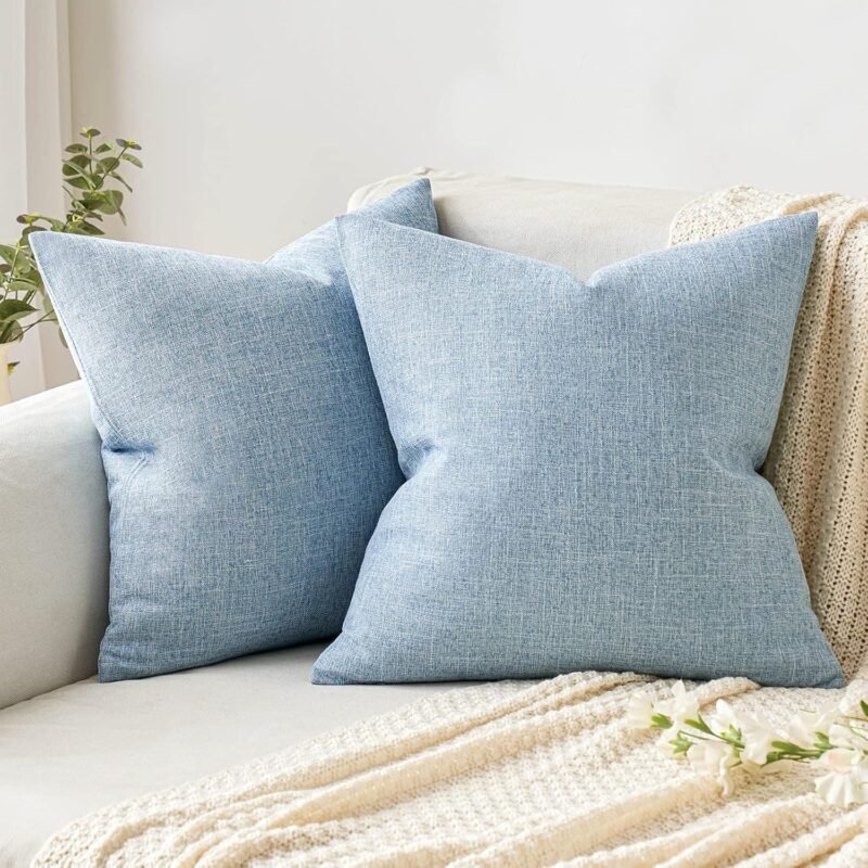 Chic Coastal Charm: MIULEE Light Blue Burlap Pillow Covers Review