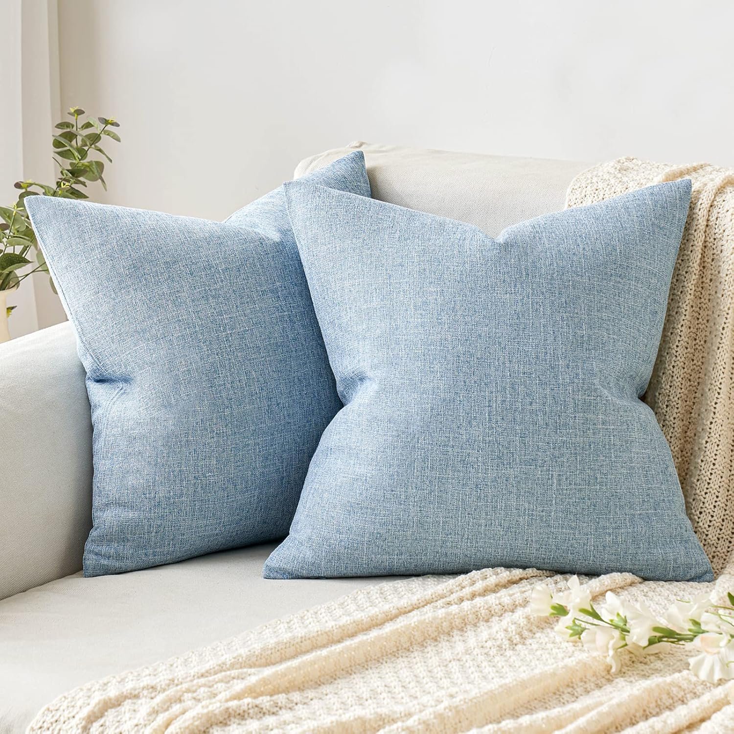 Chic Coastal Charm: MIULEE Light Blue Burlap Pillow Covers Review