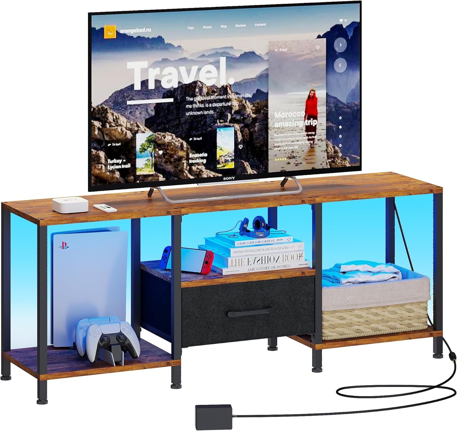 Elevate Your Entertainment: Review of the Rustic Brown TV Stand with LED Lights