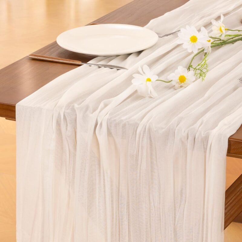 Elevate Your Events: Review of the Socomi Ivory White Cheesecloth Table Runner