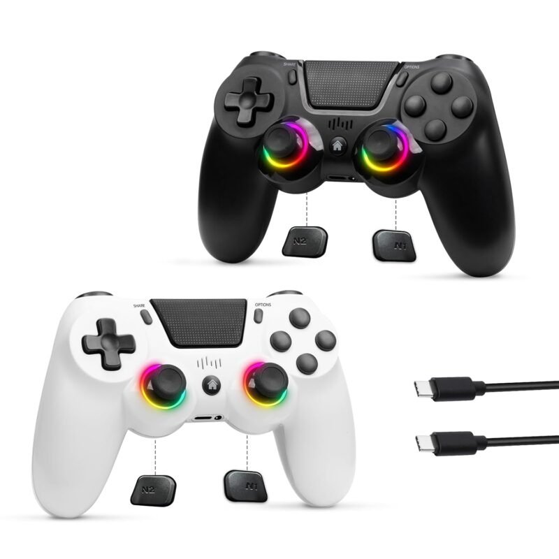 Elevate Your Gaming: Review of the 2 Pack Wireless PS4 Controllers with RGB and Programmable Features
