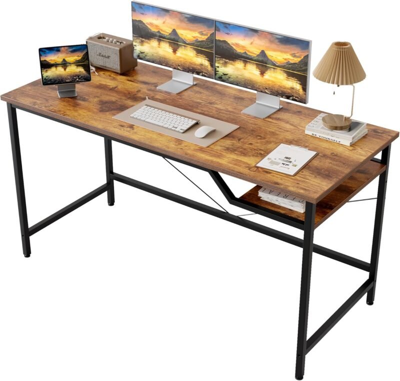 Elevate Your Space: Review of the 48-Inch Rustic Brown Gaming Desk for Small Areas
