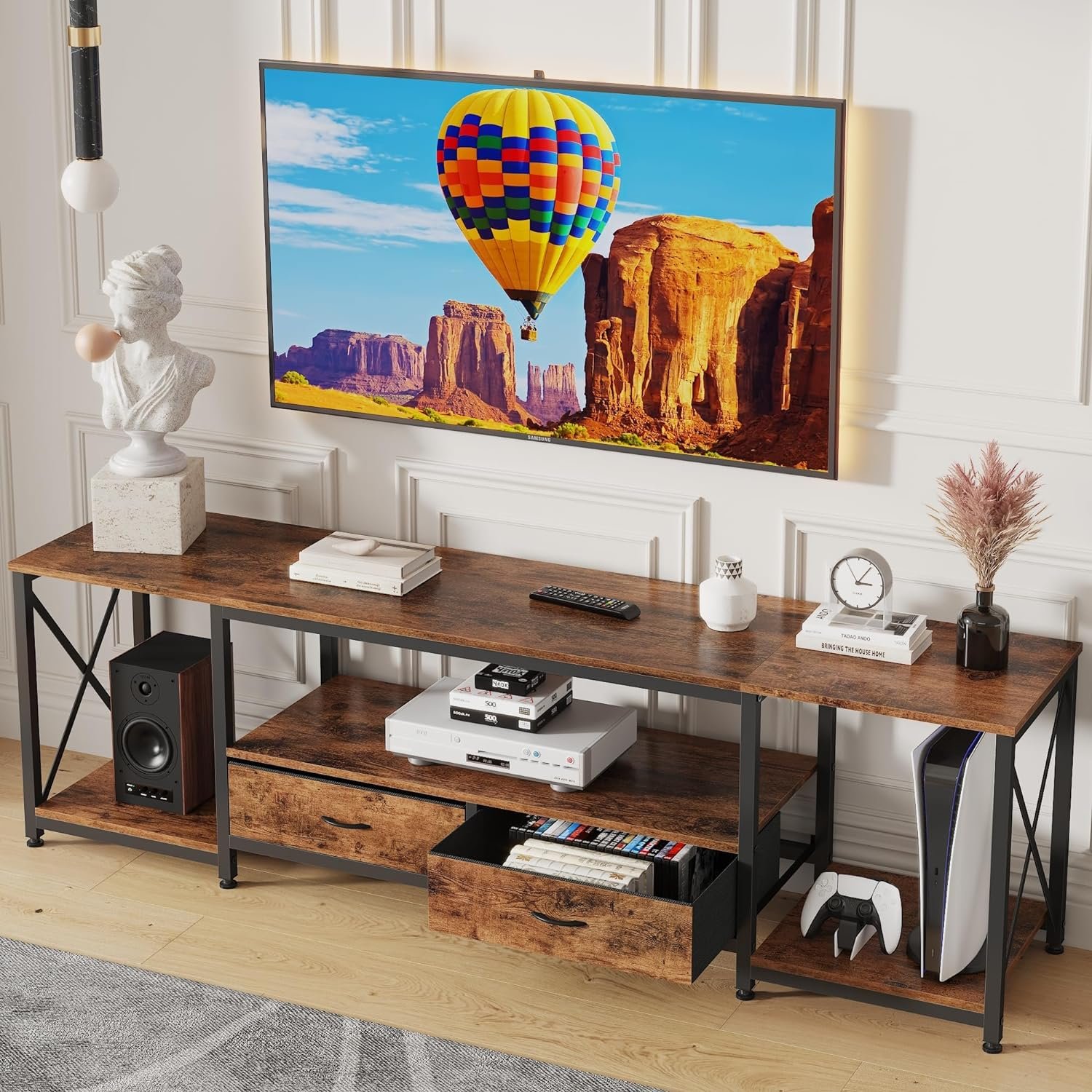 Elevate Your Space: Review of the Rustic 55" TV Stand with Fabric Drawer