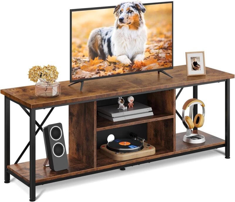 Elevate Your Space with the WLIVE Rustic Brown TV Stand: Perfect for 65-Inch TVs!