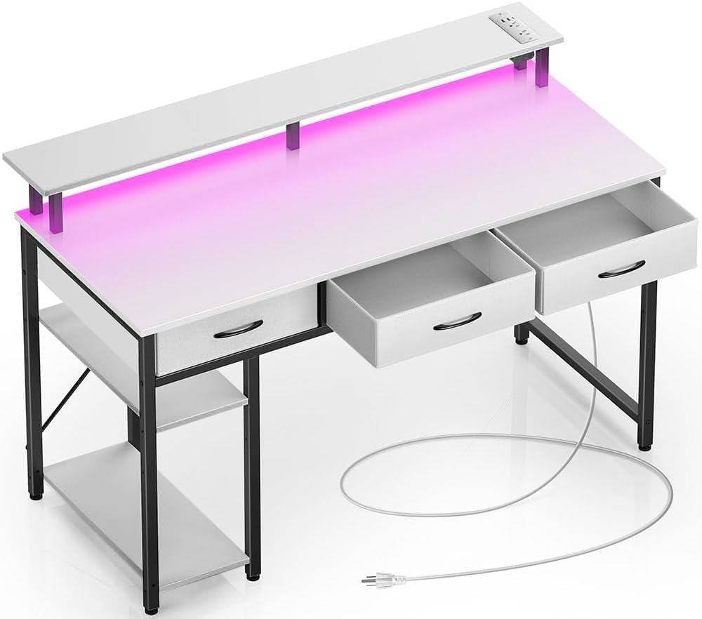 Elevate Your Workspace: A Review of the Rolanstar 47" Computer Desk with Power Outlets & LED Light