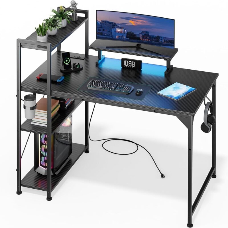 Elevate Your Workspace: Review of the 55 Inch LED Gaming Desk with Storage & Power Outlets