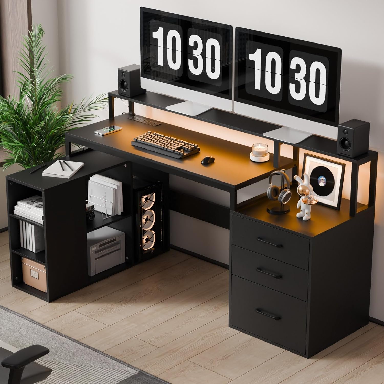 Elevate Your Workspace: Review of the SunsGrove L-Shaped Desk with LED & Power Outlet