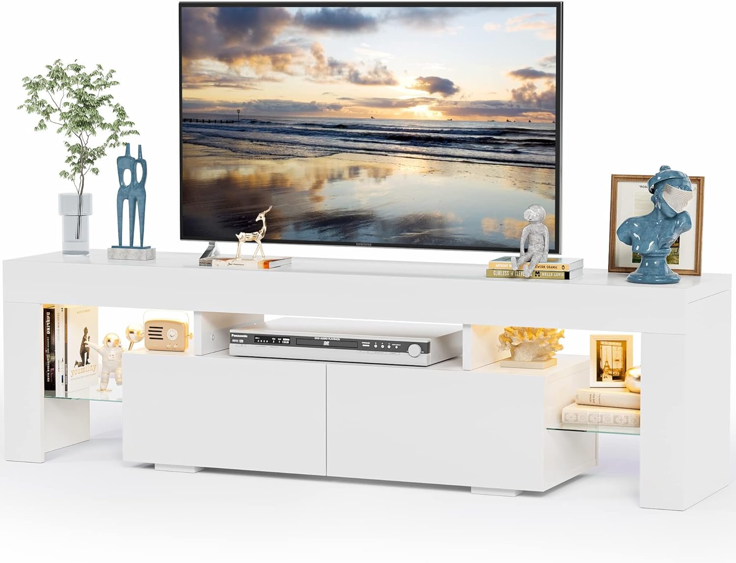 Illuminate Your Entertainment with the JUMMICO LED TV Stand Review